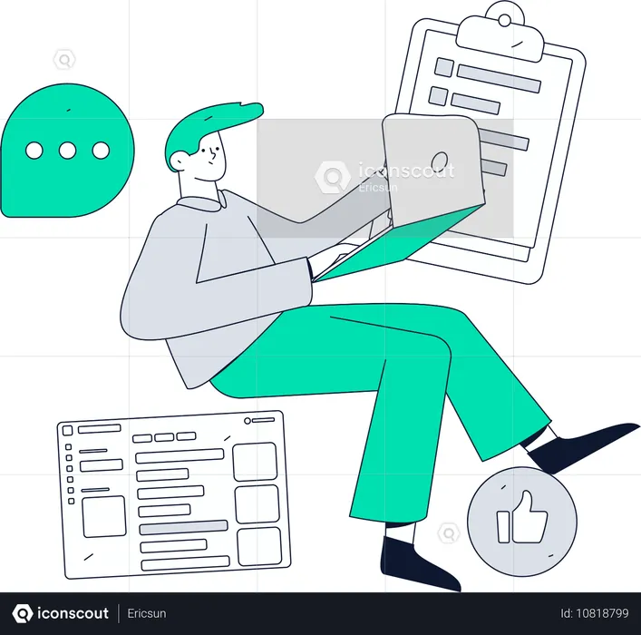 Boy giving online business briefing  Illustration