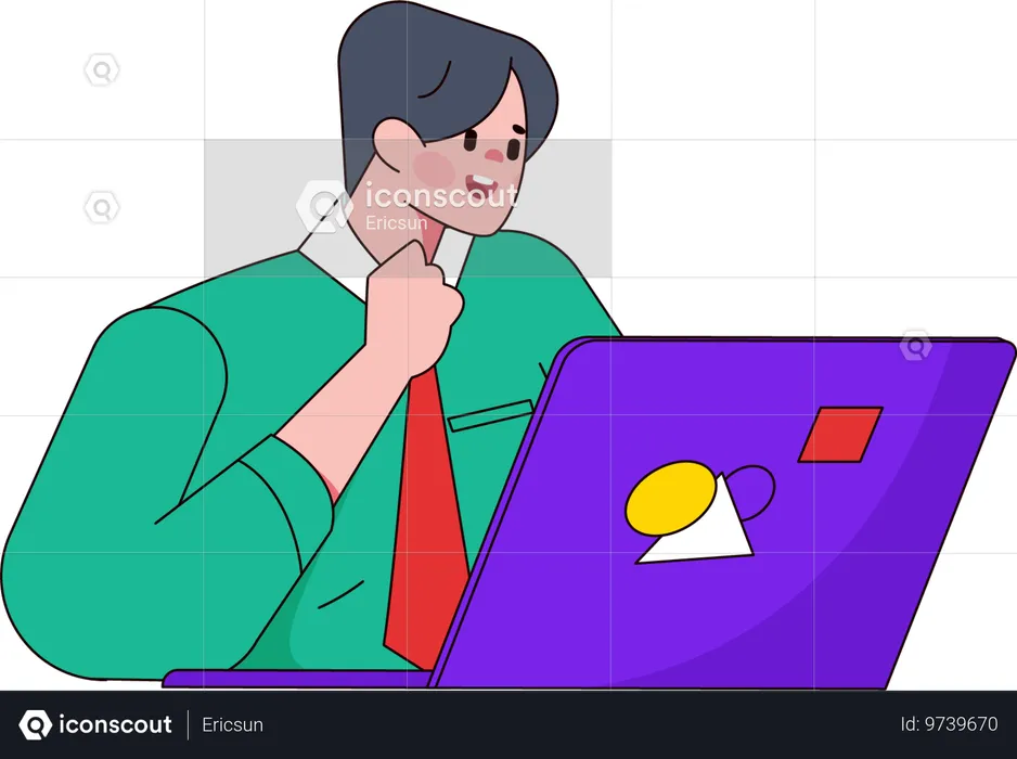 Boy giving online presentation  Illustration