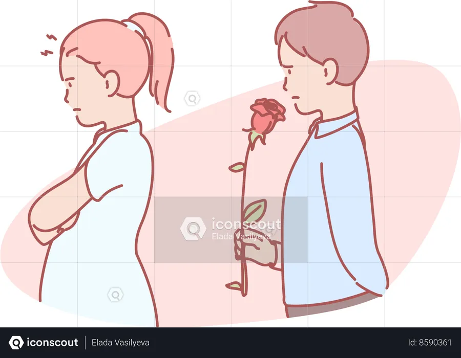 Boy giving rose to girl  Illustration