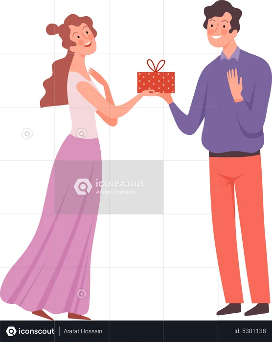 Boy giving valentine gift to girl  Illustration