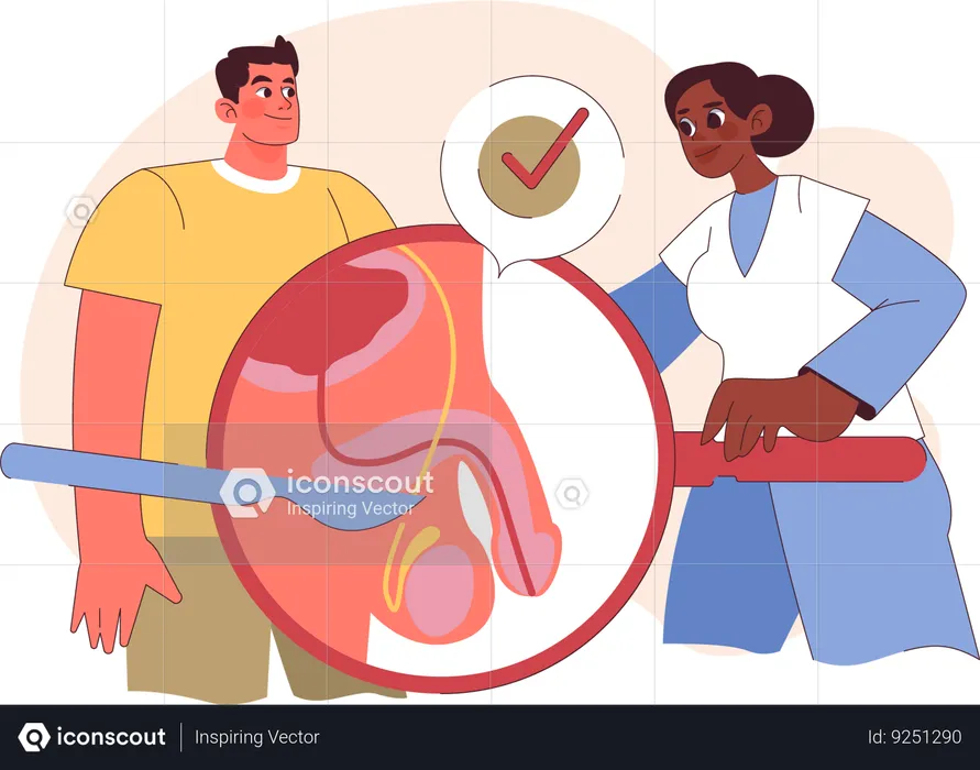 Boy goes for penis checkup  Illustration