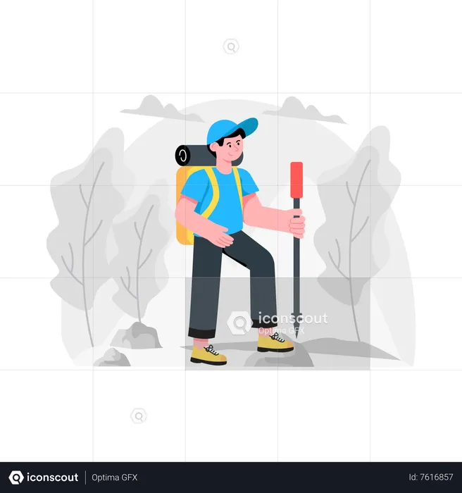 Boy going for hiking  Illustration
