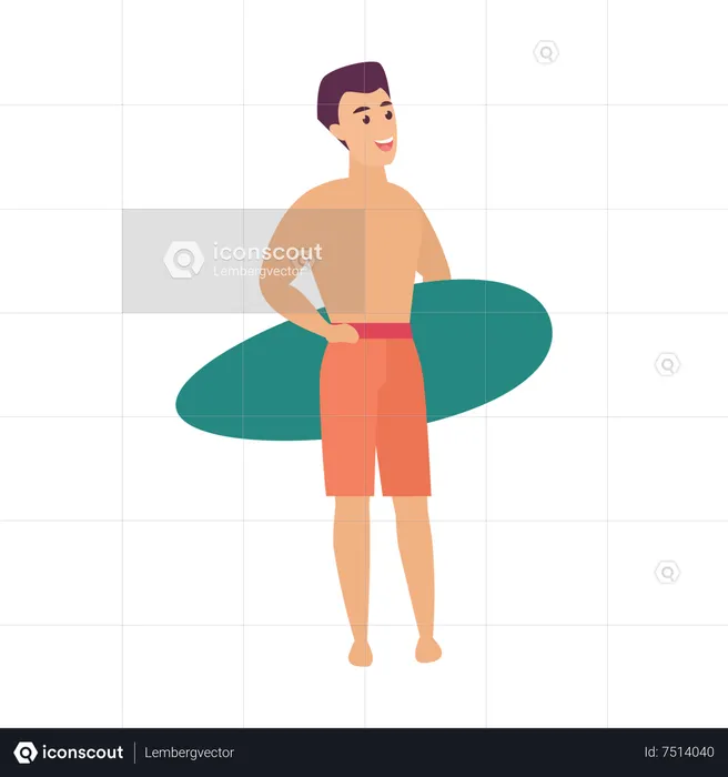 Boy going for surfing  Illustration