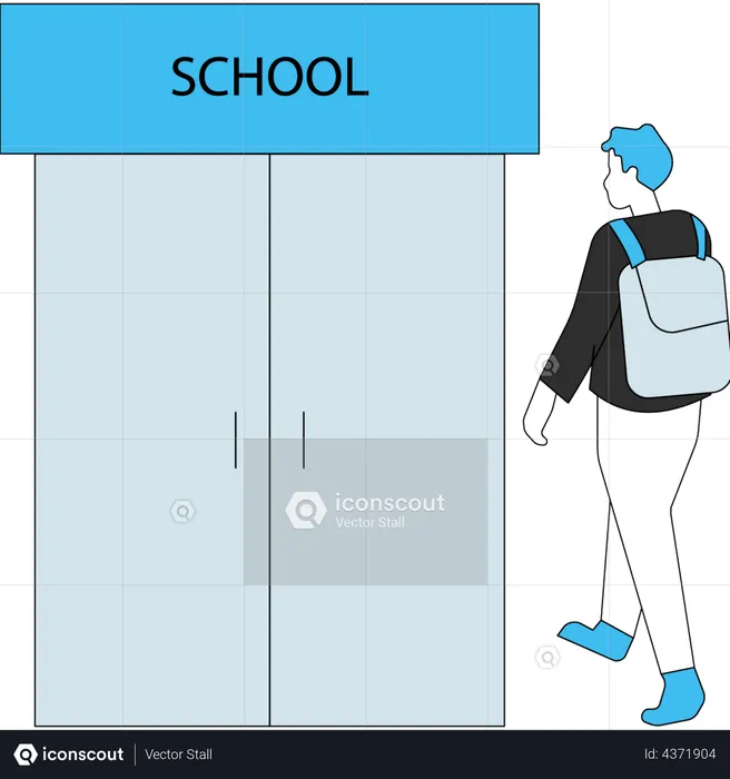 Boy going to school  Illustration