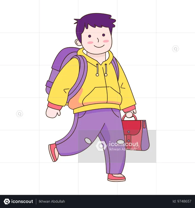 Boy Going to School  Illustration