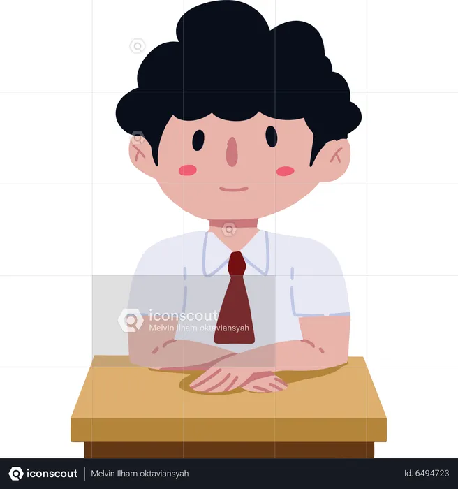 Boy Greeting in classroom  Illustration