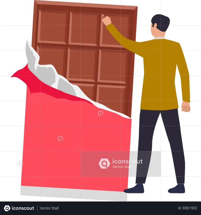 Boy has a chocolate bar  Illustration