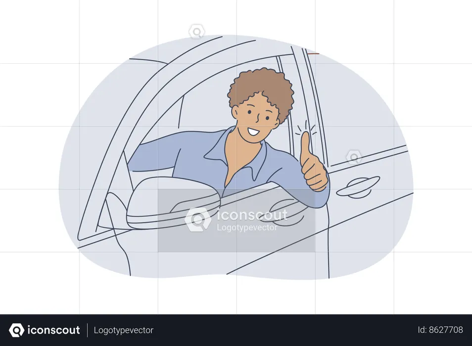Boy has learnt auto-driving  Illustration