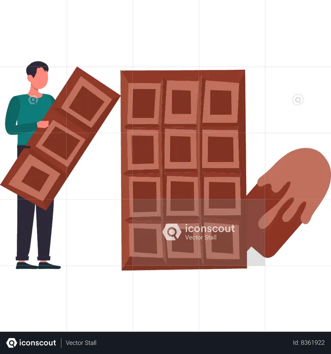 Boy have chocolate bars  Illustration