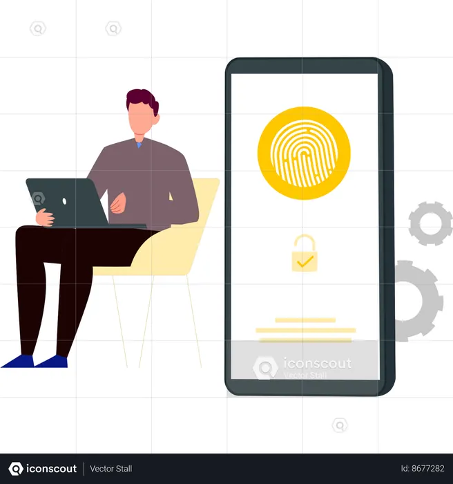 Boy have fingerprint authentication  Illustration