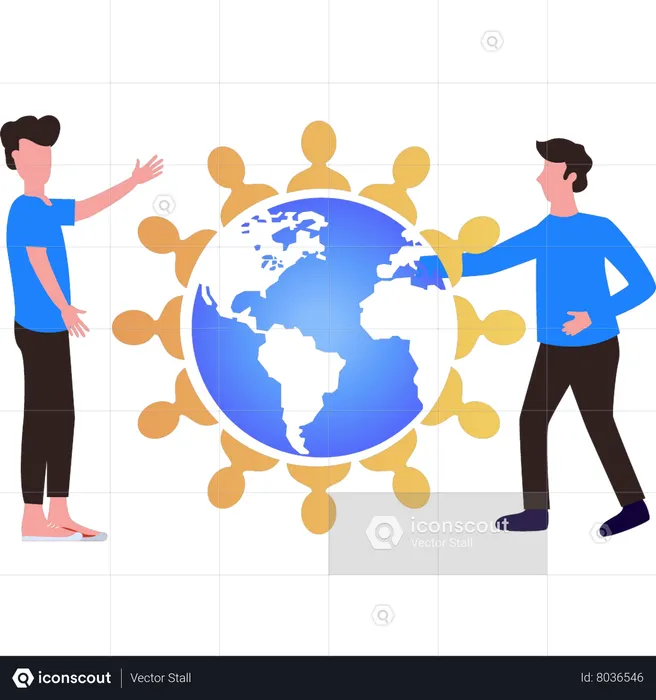 Boy have global connections  Illustration