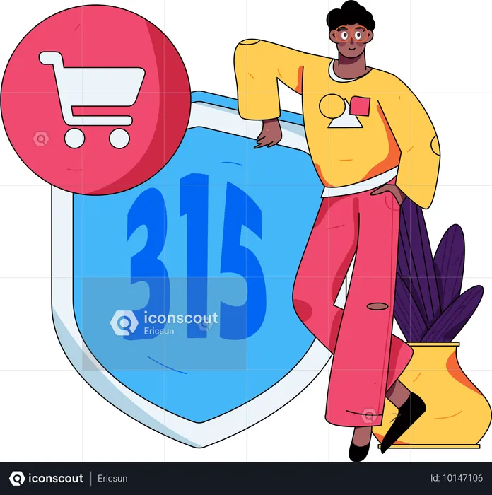 Boy having 315 code security for shopping  Illustration