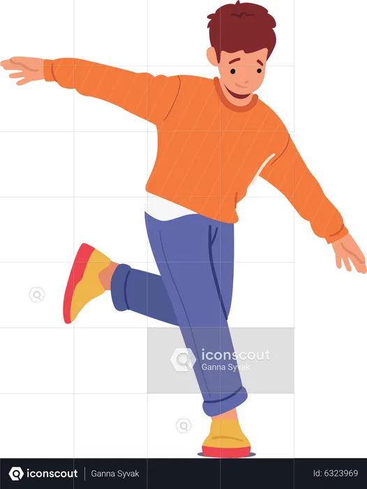 Boy having fun while playing  Illustration