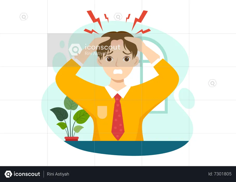 Boy having Migraine pain  Illustration