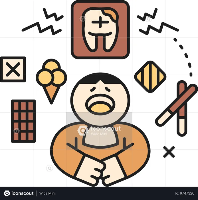 Boy having tooth pain  Illustration