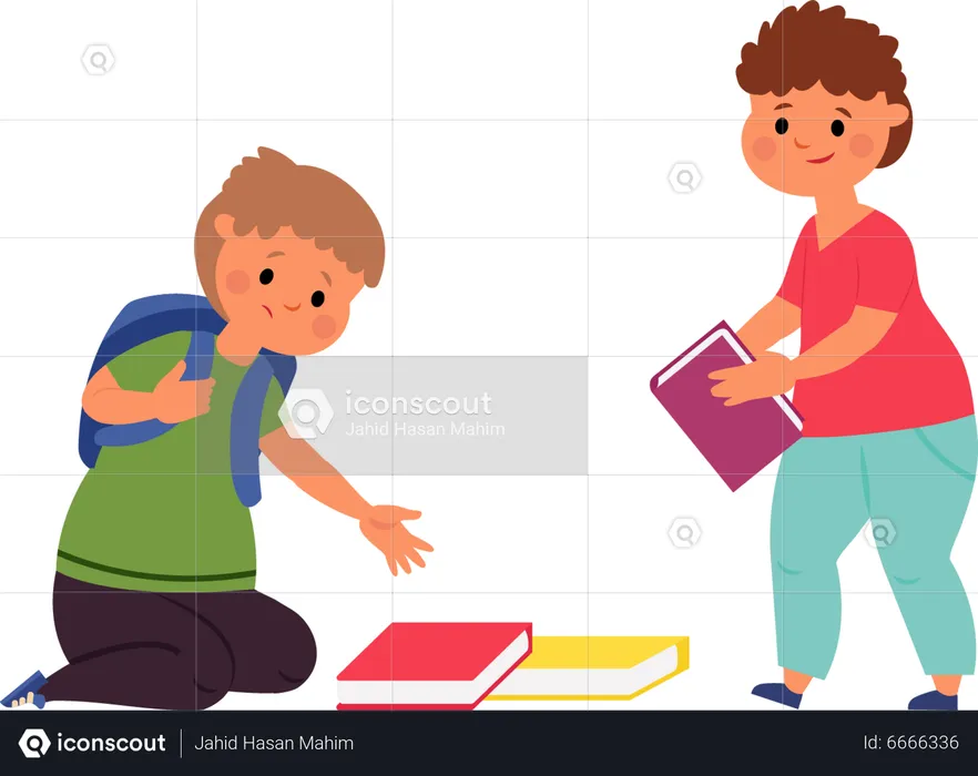 Boy helping innocent kid  Illustration