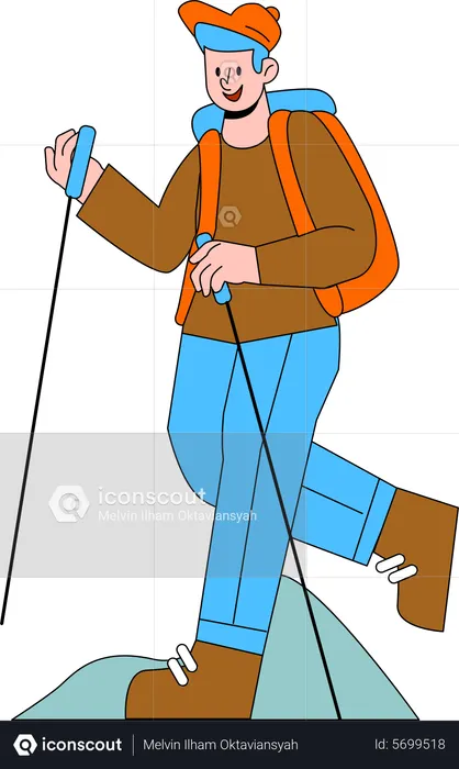 Boy Hiking  Illustration
