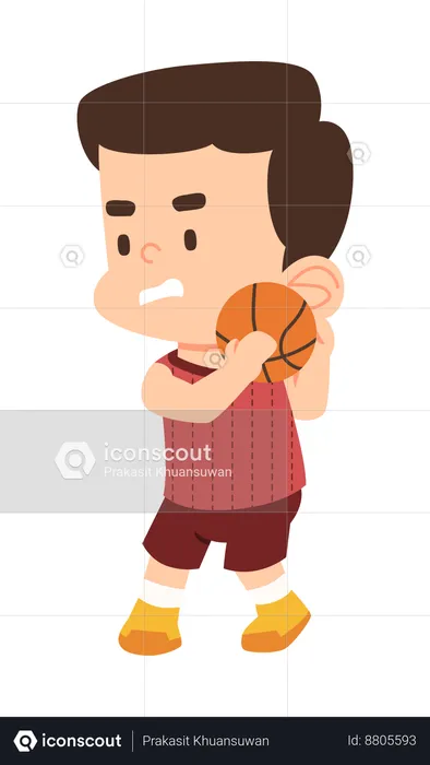 Boy hits the basketball in net  Illustration