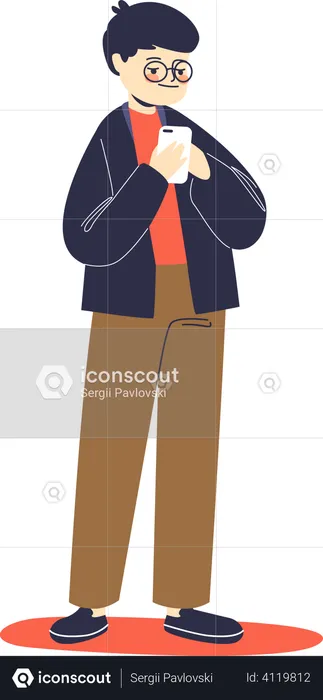 Boy hold smartphone  Illustration