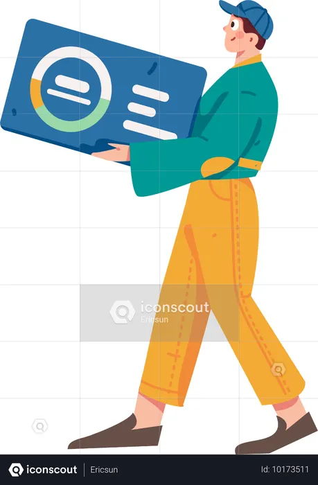 Boy holding business chart  Illustration