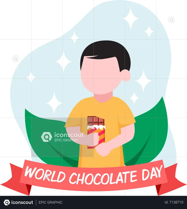 Boy holding chocolate  Illustration