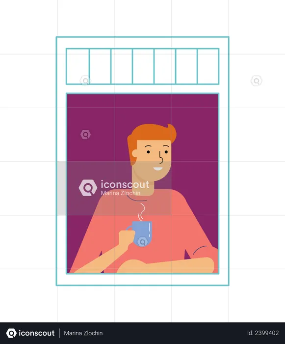Boy holding cup in his hand  Illustration