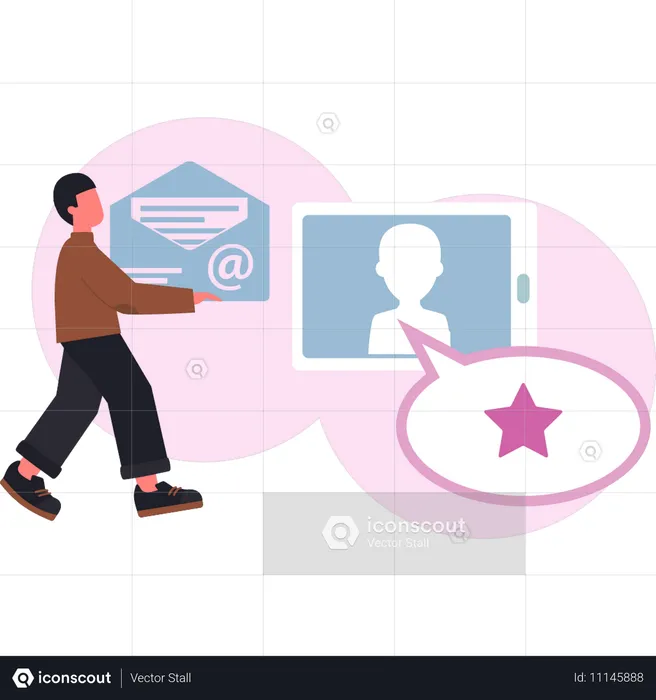 Boy holding Email  Illustration