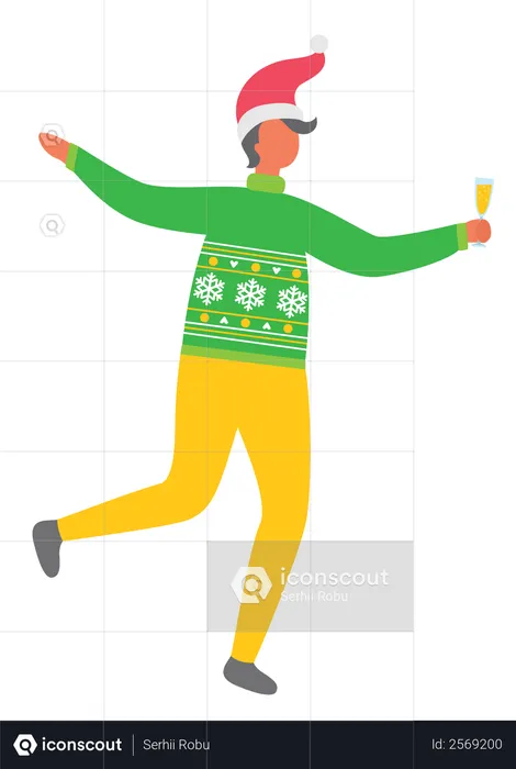 Boy holding glass of wine in party  Illustration