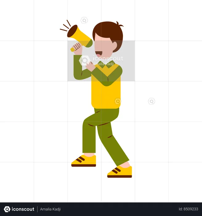 Boy Holding Megaphone  Illustration