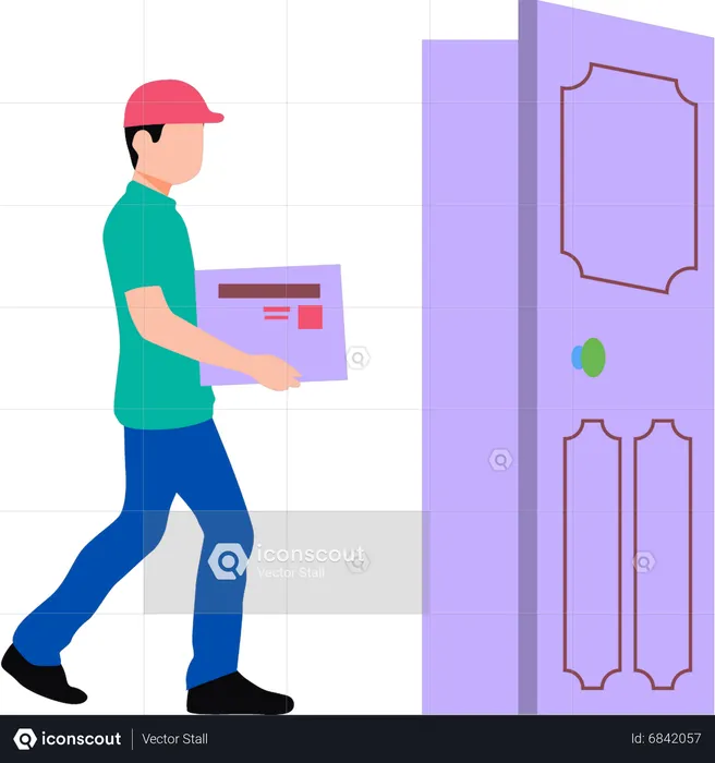 Boy holding parcel to deliver  Illustration