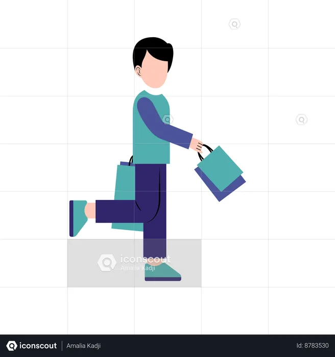 Boy Holding Shopping Bag  Illustration