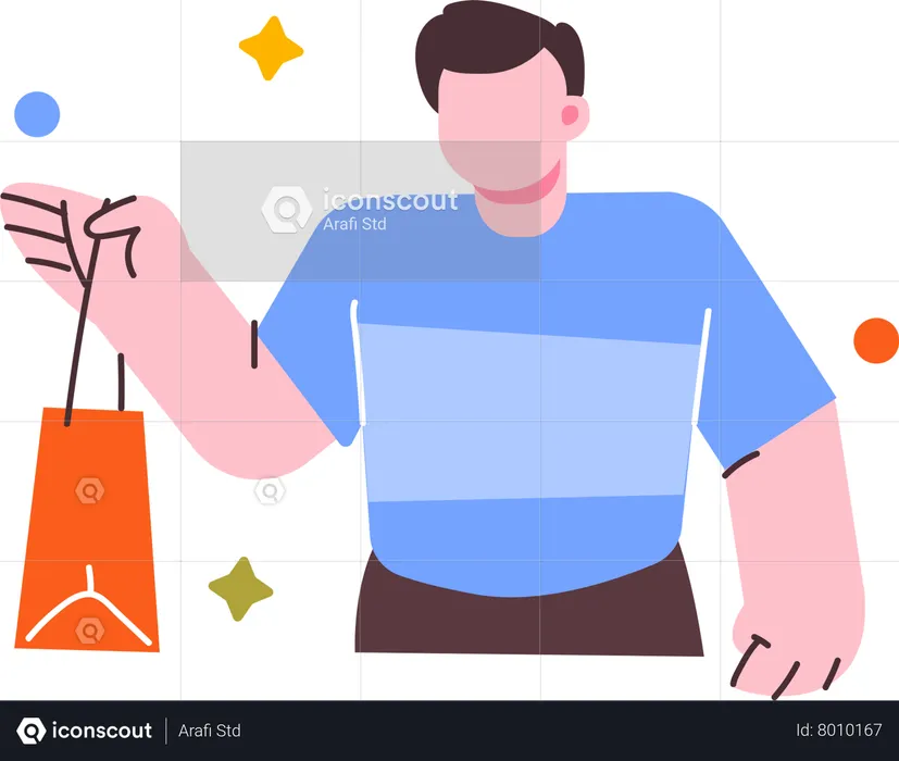 Boy holding shopping bag  Illustration