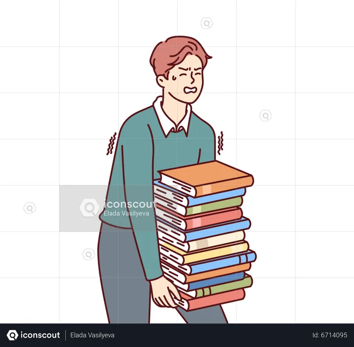 Best Boy holding stack of books Illustration download in PNG & Vector ...