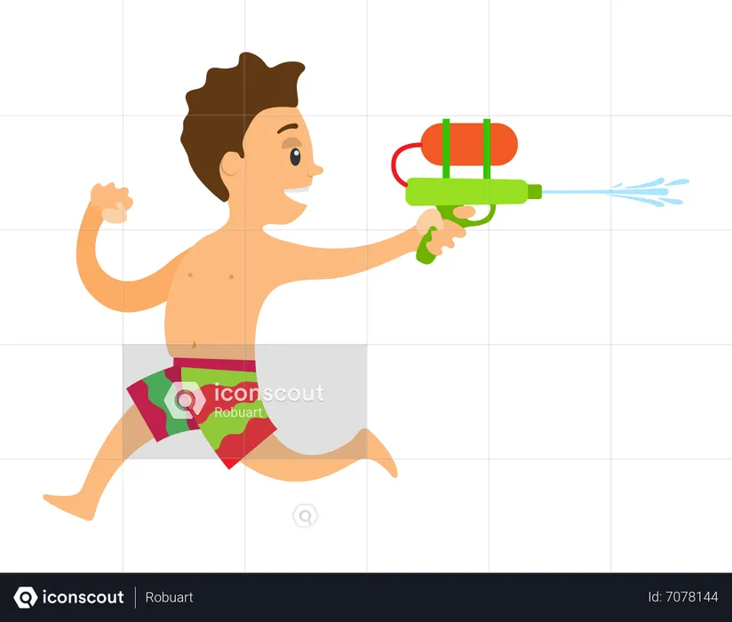 Boy holding toy gun  Illustration