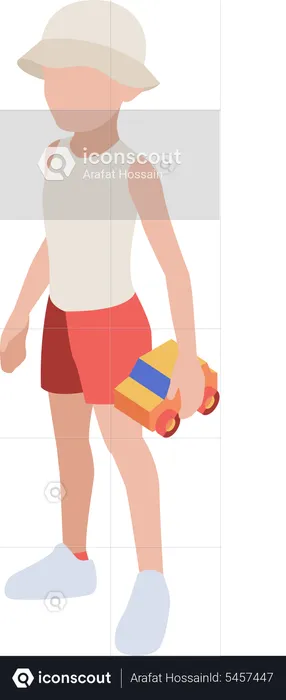 Boy Holding Toy  Illustration