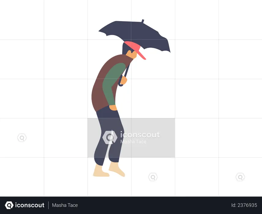 Boy holding umbrella  Illustration