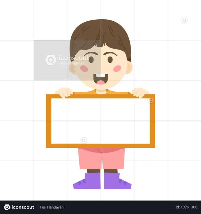 Boy holding writing space board  Illustration