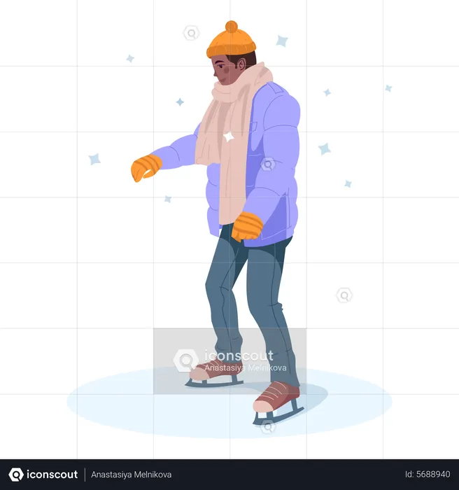 Boy ice skating  Illustration