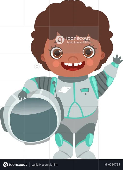Boy In Astronaut Suit  Illustration