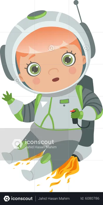 Boy In Astronaut Suit  Illustration
