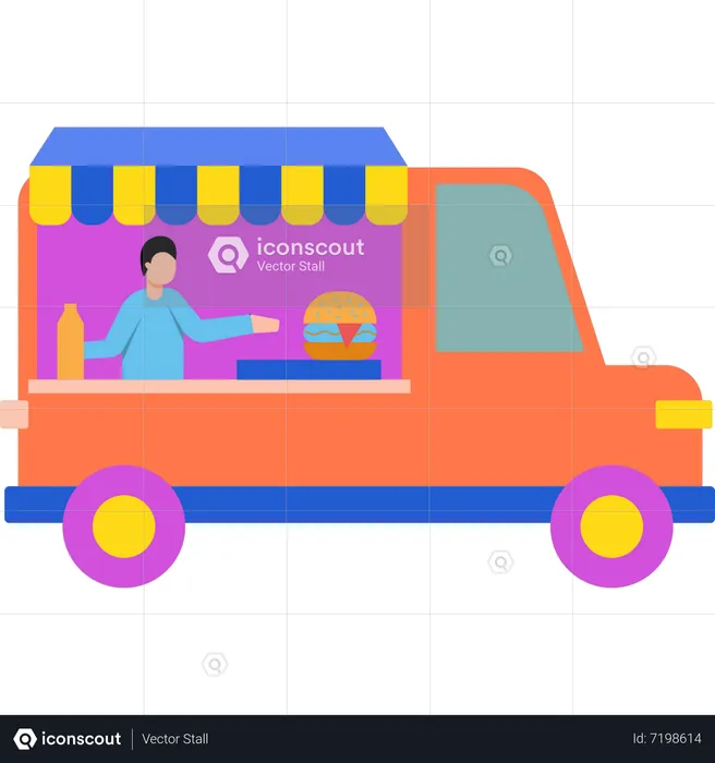 Boy in food truck  Illustration