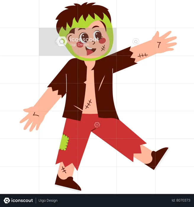 Boy in Frankenstein Costume  Illustration