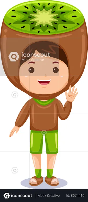 Boy in kiwi costume  Illustration