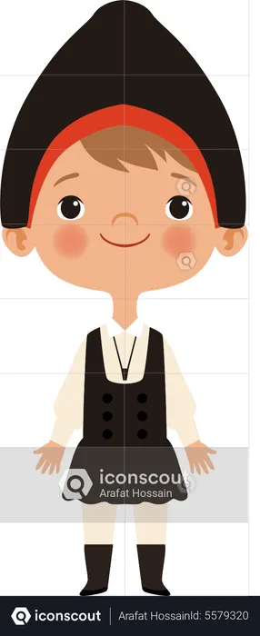 Boy In Nationalities Cloth  Illustration