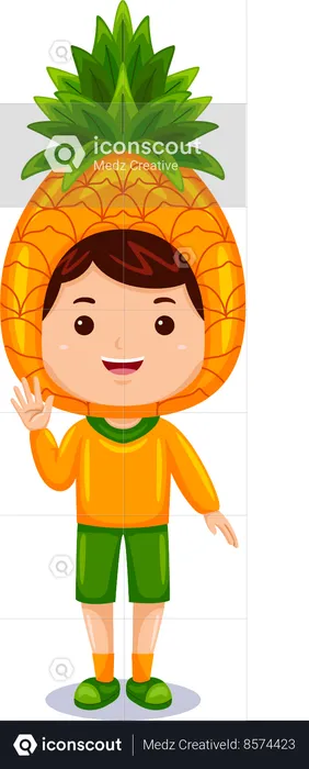 Boy in pineapple costume  Illustration