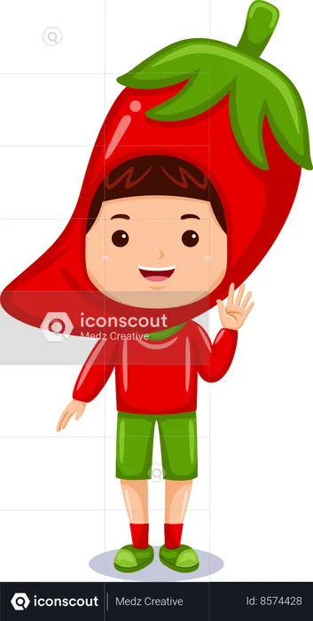 Boy in red chili costume  Illustration