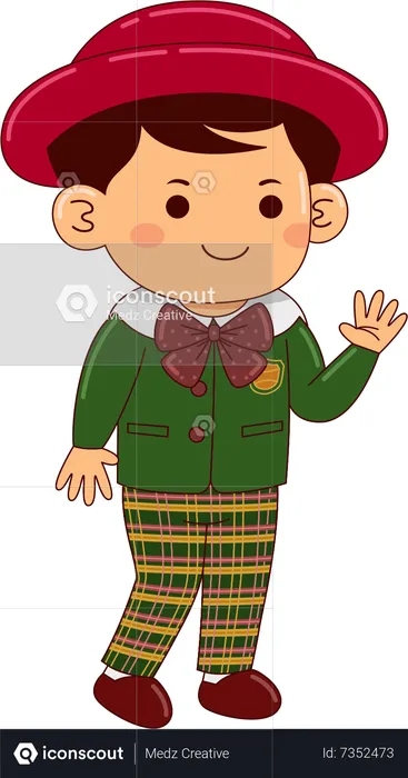 Boy In School Dress  Illustration