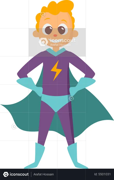 Boy In Superhero Costume  Illustration