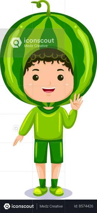 Boy in watermelon costume  Illustration