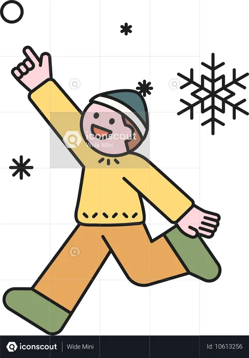 Boy in winter clothes running  Illustration